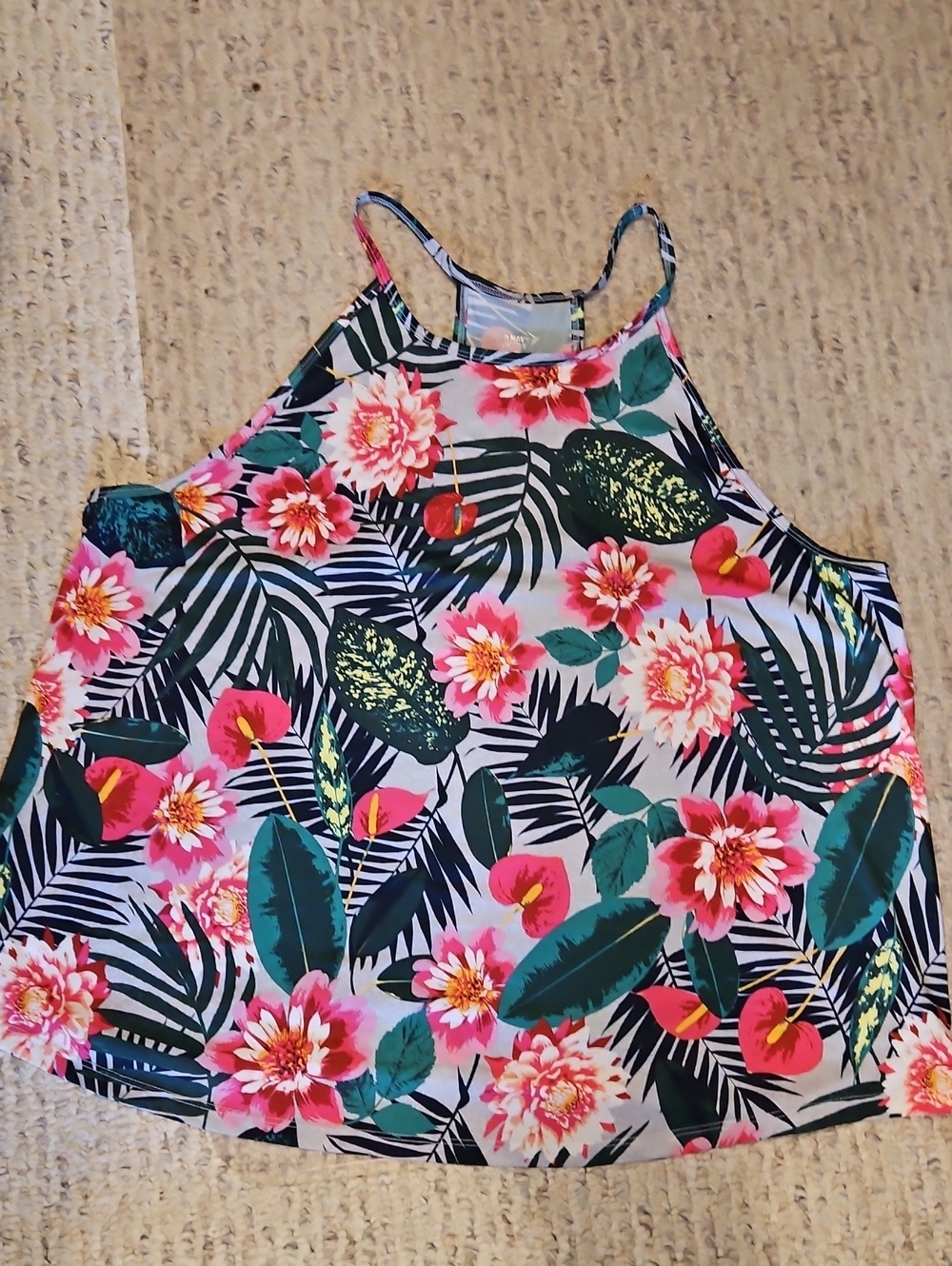 Old Navy Tropical Floral Halter Tank - Pink & Green